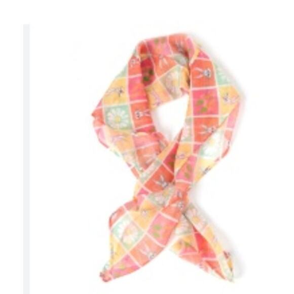 Unique Vintage x Looney Tunes Bugs Bunny Checkered Chiffon Scarf Retro New Rare! - Picture 3 of 5